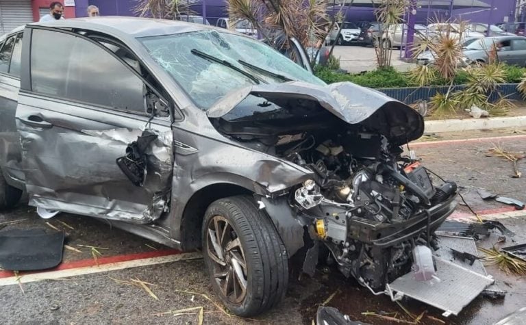 Dois menores batem carro, derrubam coqueiro e são detidos em S.Caetano