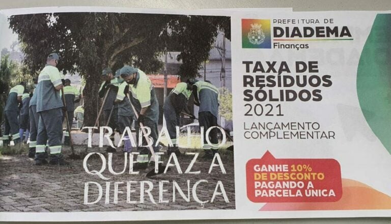 Prefeitura de Diadema estende prazo para cobrança da Taxa de Lixo