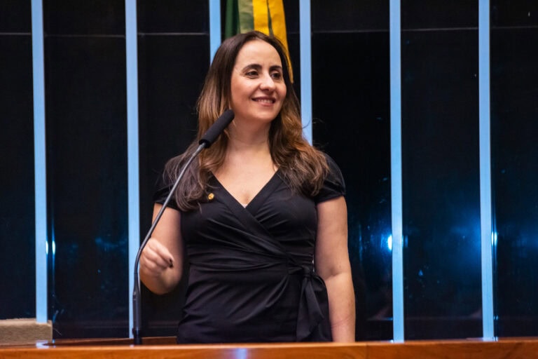 Deputada federal Adriana Ventura na tribuna da Câmara