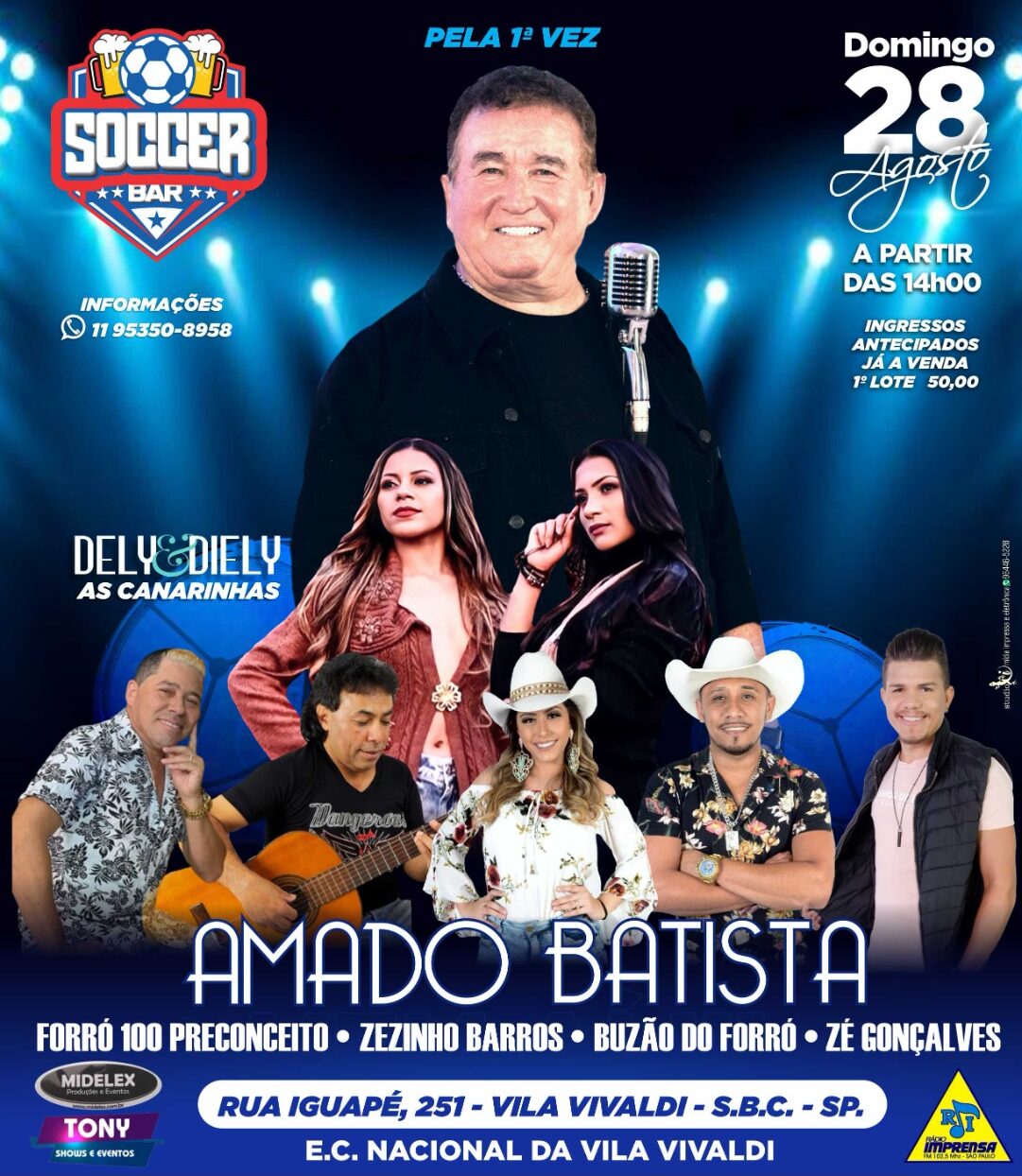 Propaganda do show de Amado Batista que teria em São Bernardo.