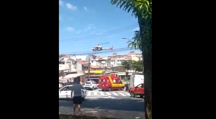 Prestador de serviço sofre descarga elétrica e cai do andaime em Sto.André