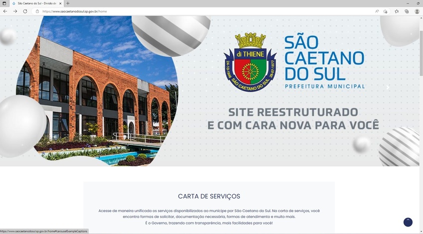 capa do site da prefeitura