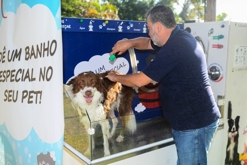 banho para pets nos parques.