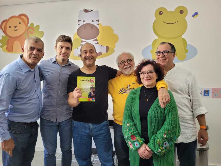 Rubão, Thiago, Guto, Clovis Volpi, secretário de Saúde e Lígia Volpi