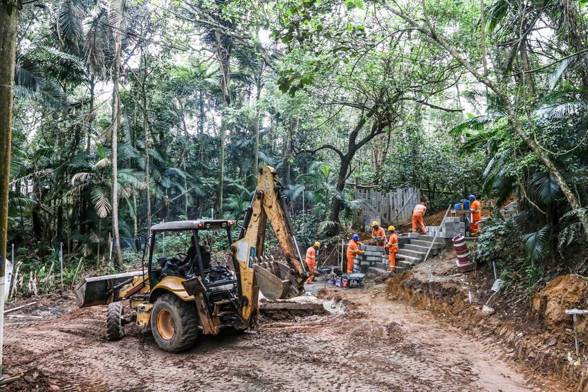 Obras de urbanização no Parque Imigrantes