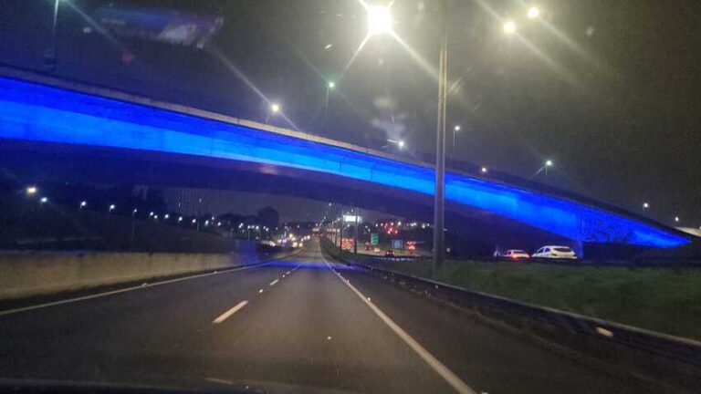 Em S.Bernardo, viaduto Tereza Delta destaca março azul com iluminação especial