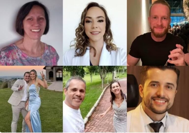 Da esquerda para a direita: Leane Elizabeth Herrmann, Leise Herrmann Parizotto, Leandro Luzzi, Fabio Luiz Izycki, Juliane Jacinta Sawicki, Everaldo da Rocha, Janaina Moreira Soares da Rocha e Andrei Gabriel de Melo — Foto: Reprodução