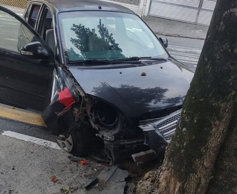 Condutor do veículo Kia Picanto foi detido em flagrante pela GCM na manhã deste sábado (9); o exame clínico confirmou a embriaguez. Foto: Divulgação