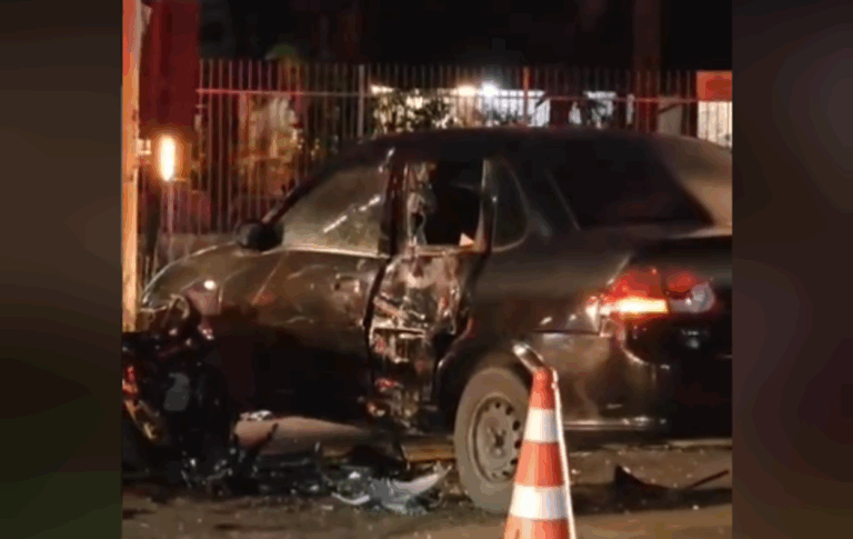 Acidente entre carro e moto deixa motociclista ferido na Rodovia Índio Tibiriçá