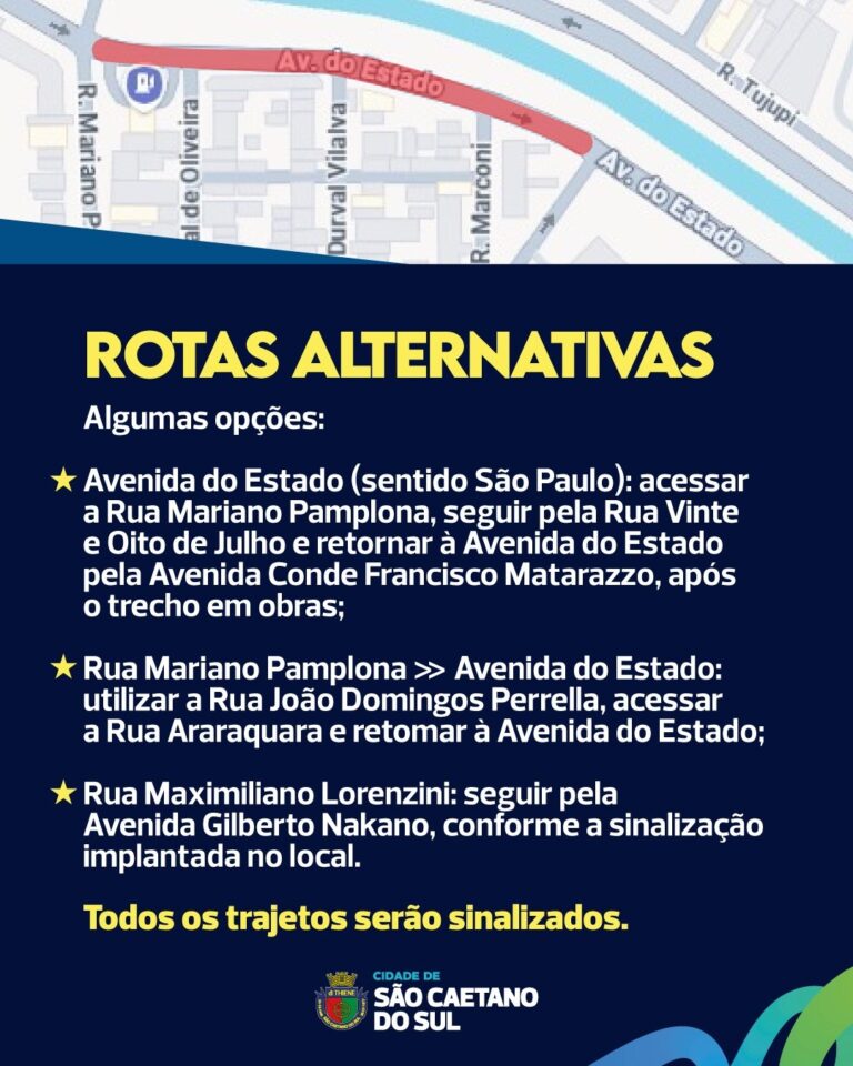 Prefeitura de São Caetano interdita temporariamente trecho da Avenida do Estado devido às obras do Drenar