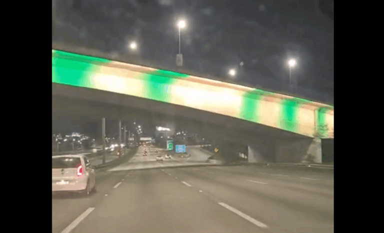 Em São Bernardo, Viaduto Tereza Delta ganha iluminação verde e amarela em ritmo de Copa do Mundo